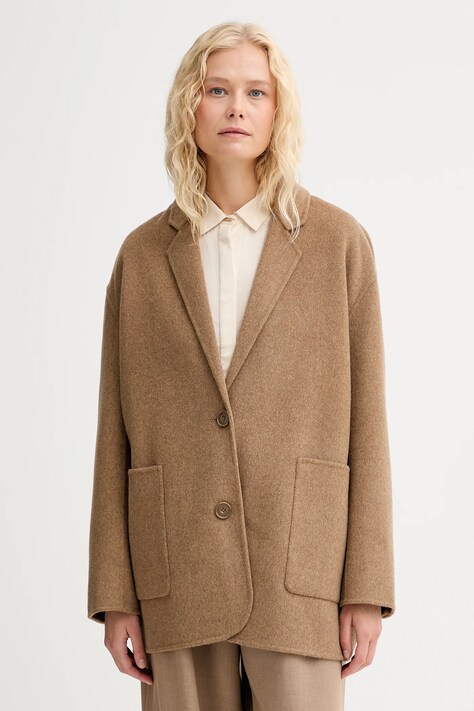 Plašč z volno Sessun bež barva, 25113004