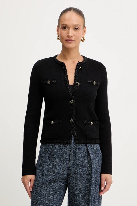 Suknjič z dodatkom volne Twinset črna barva, 252TT3040