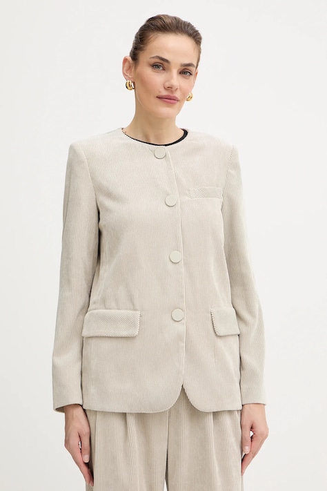 Armani Exchange geacă din velur culoarea bej, un singur rând de nasturi, uni, XW000697 AF16202