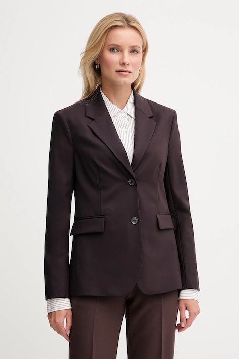 Bunda s prímesou vlny Tommy Hilfiger bordová farba, jednoradová, jednofarebná, WW0WW46662