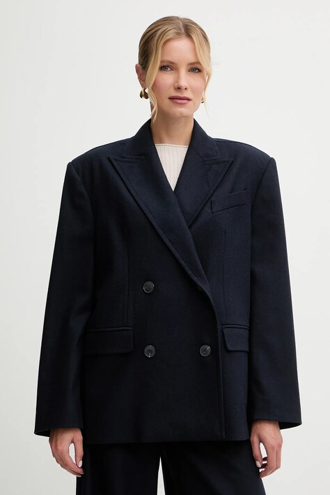 MAX&Co. marynarka z dodatkiem wełny kolor granatowy oversize melanżowa 2526086074200