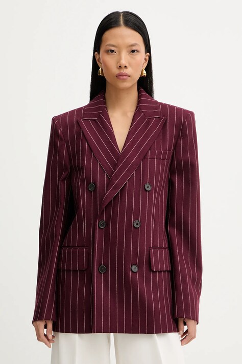 MAX&Co. marynarka z dodatkiem wełny kolor bordowy oversize wzorzysta 2528046042200