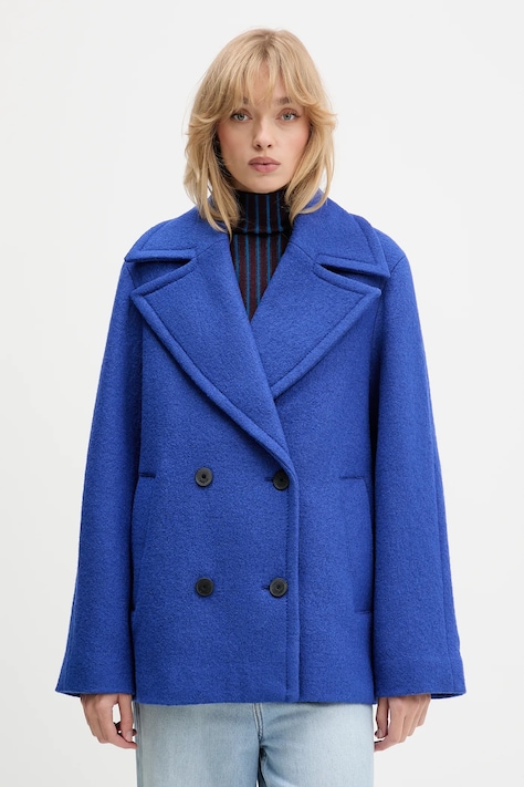 Desigual cappotto con lana SHORTCOLOR colore blu  25WWEW11