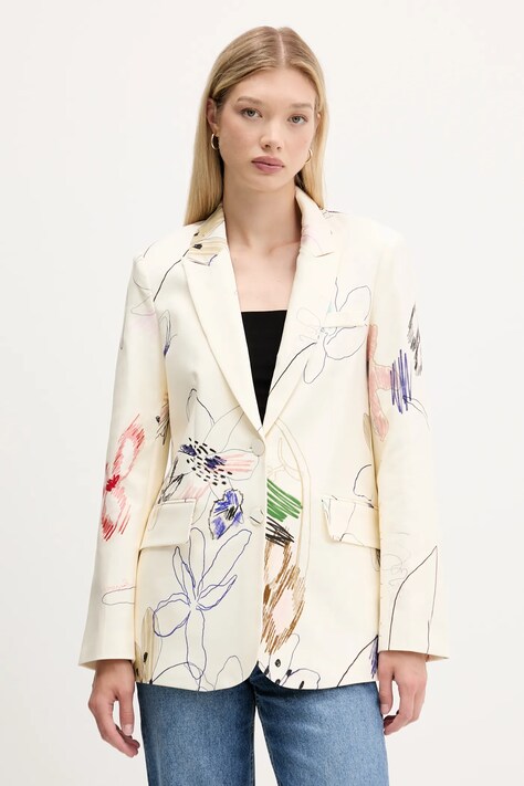 Sako Desigual ARTY béžová farba, jednoradové, vzorované, 25WWEW21
