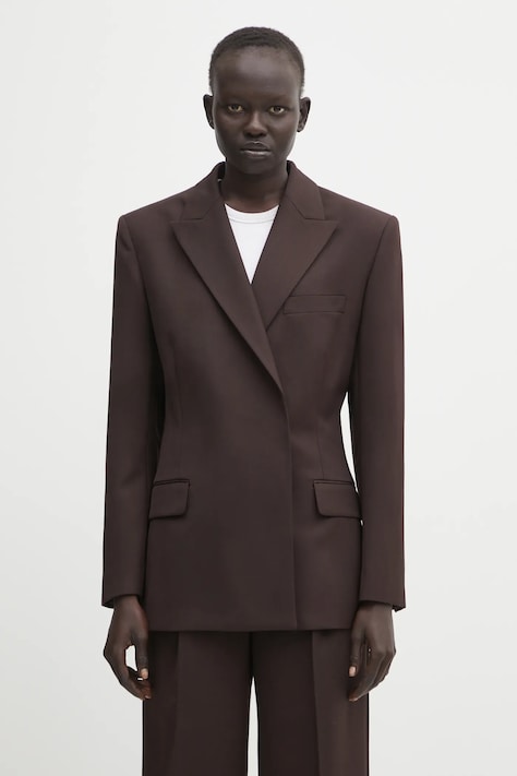 Sako s dodatkom vune Anine Bing aretha boja: smeđa, jednoredno zakopčavanje, bez uzorka, A.01.11319