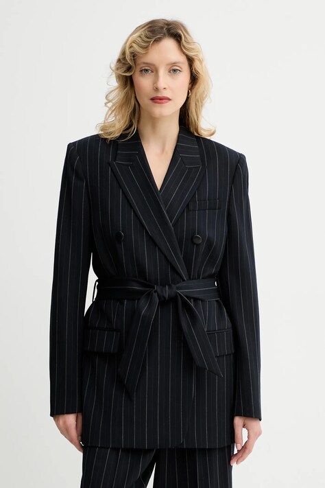 Rag & Bone marynarka z dodatkiem wełny kolor granatowy dwurzędowa wzorzysta RA8925F4MCN