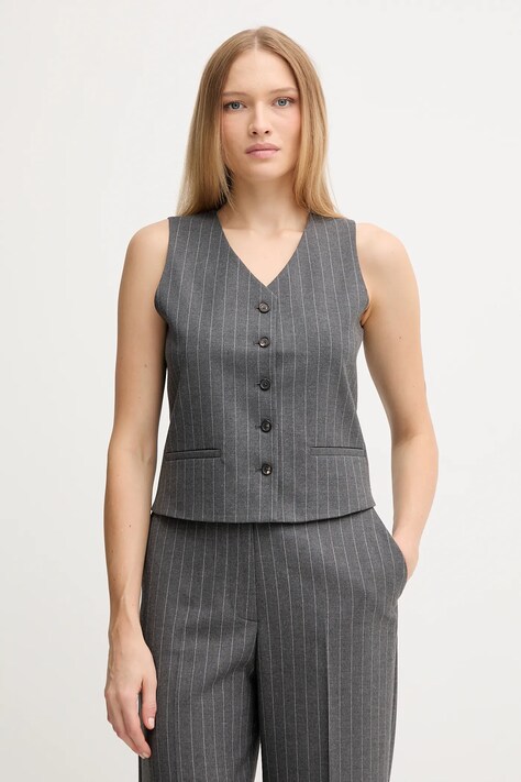 Tommy Hilfiger kamizelka kolor szary jednorzędowa WW0WW46661