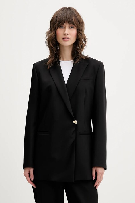 Сако HUGO в черно с двуредно закопчаване с изчистен дизайн 50547195