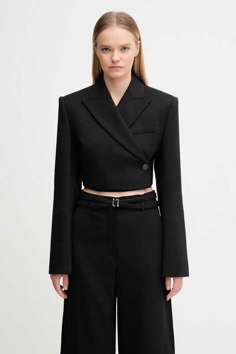Sportmax marynarka GAVINO kolor czarny dwurzędowa gładka 2522046101600