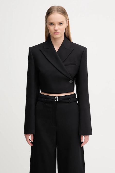 Sportmax marynarka GAVINO kolor czarny dwurzędowa gładka 2522046101600
