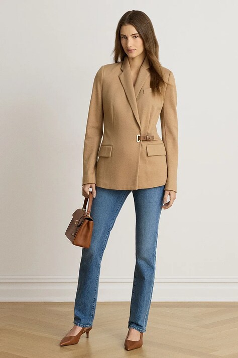 Lauren Ralph Lauren Marynarka damska z bawełną brązowa 200980021
