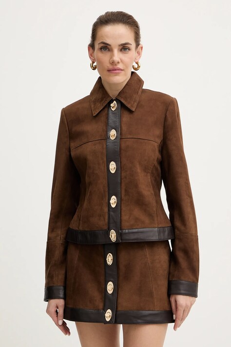 Retrofete kurtka zamszowa Nanna kolor brązowy przejściowa R-FW25-12093-19