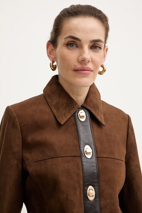 Retrofete kurtka zamszowa Nanna kolor brązowy przejściowa R-FW25-12093-19