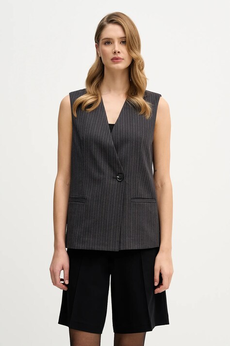 Sisley kamizelka kolor szary dwurzędowa 209YLJ00X