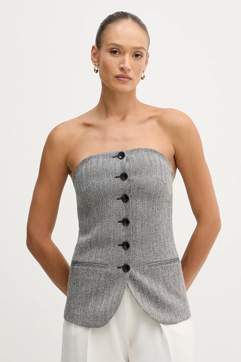 Sisley bluzka damska kolor szary wzorzysta 5D12LH01R