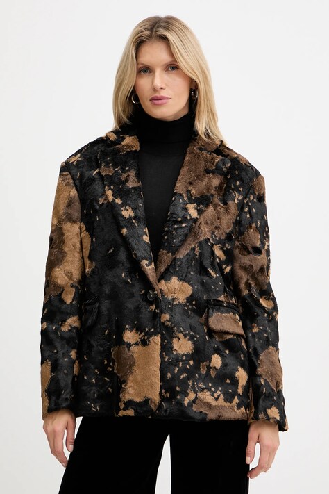 Haveone marynarka kolor brązowy oversize wzorzysta JCB-P019