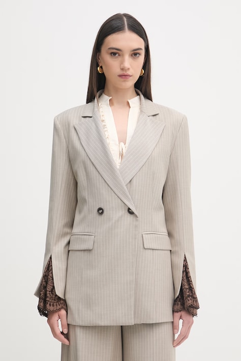 Haveone marynarka dwurzędowa damska beżowa JGE-P031