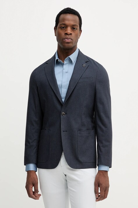 Σακάκι Tommy Hilfiger χρώμα: ναυτικό μπλε, MW0MW39743