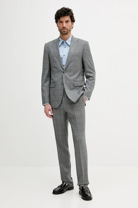 BOSS costum de lână culoarea gri, melanj, 50546122