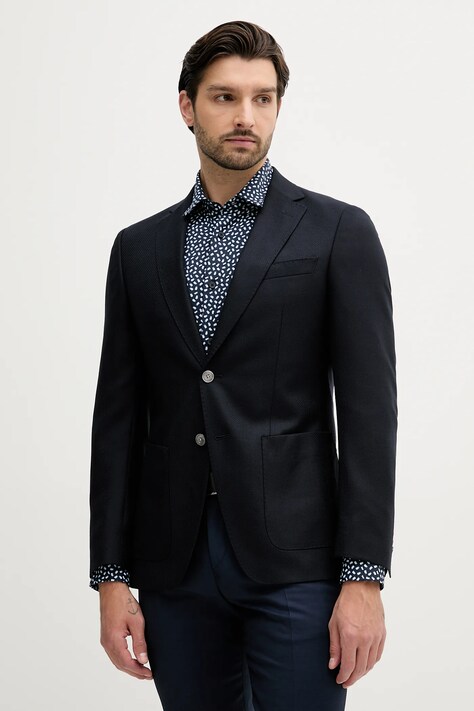 BOSS sacou de lână culoarea bleumarin, 50545880