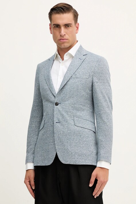 Hackett London marynarka z lnem męska kolor niebieski HM4400023R
