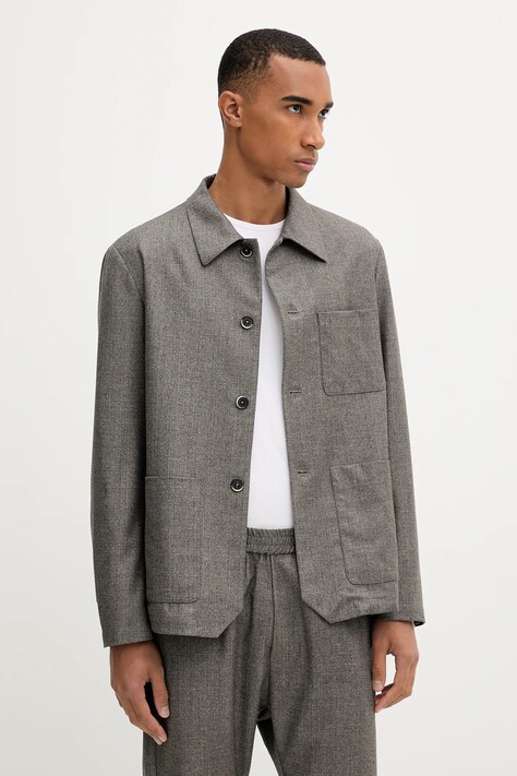 BARENA VENEZIA geacă de lână Overshirt Visal culoarea maro, OSU5300.501