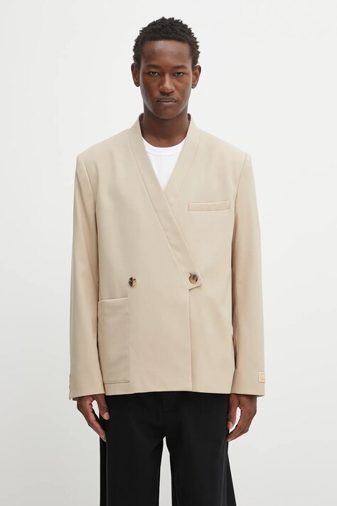 Піджак з вовною Kenzo Adjusted Tailored колір бежевий FF65VE1459RZ