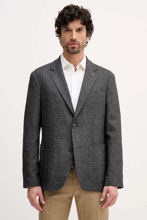 Sako s přídavkem vlny Tommy Hilfiger šedá barva, MW0MW40762