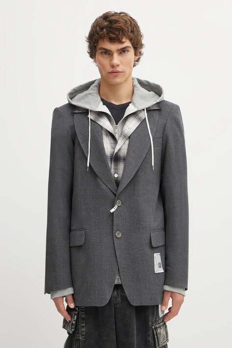 Maison MIHARA YASUHIRO marynarka wełniana TRIPLE LAYERED męska kolor szary J15JK131