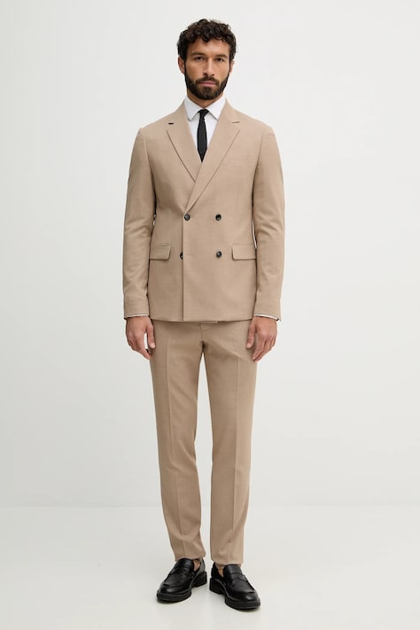 Lindbergh garnitur męski kolor beżowy gładka 30.61040DB