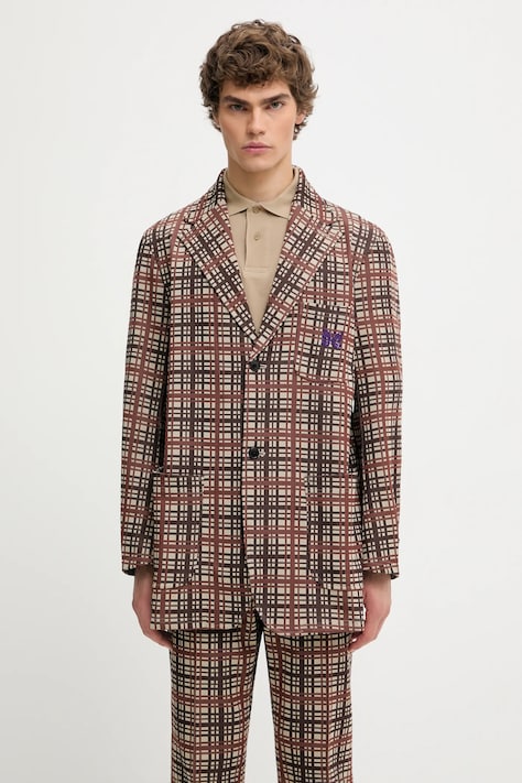 Піджак Needles 2B Poly Jacquard колір коричневий RW310