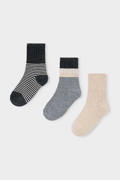 Detské ponožky Mayoral 3-pak hnedá farba, 10052