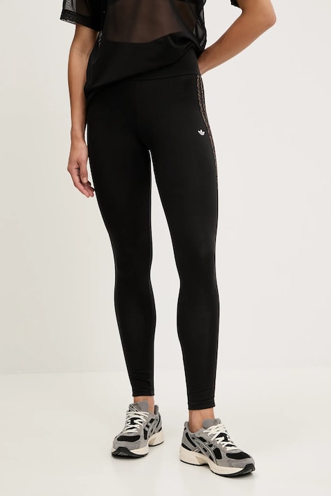 adidas Originals colanți culoarea negru, cu imprimeu, JW7307