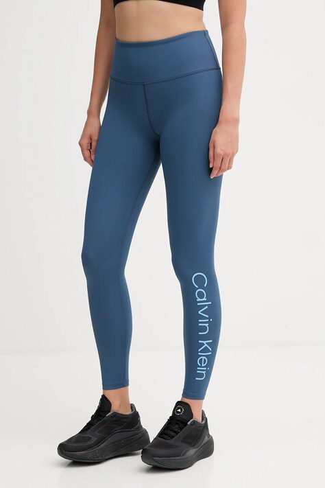 Calvin Klein Performance legginsy treningowe damskie kolor niebieski wzorzyste LVGWS5L613