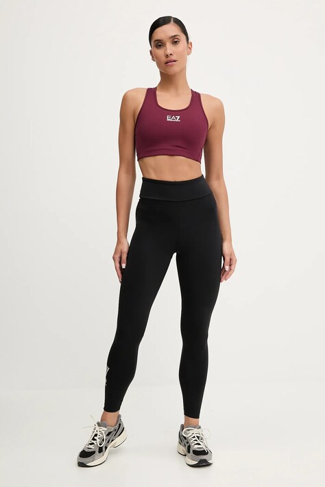 EA7 Emporio Armani legginsy sportowe damskie kolor czarny gładkie AF12625.7W000679