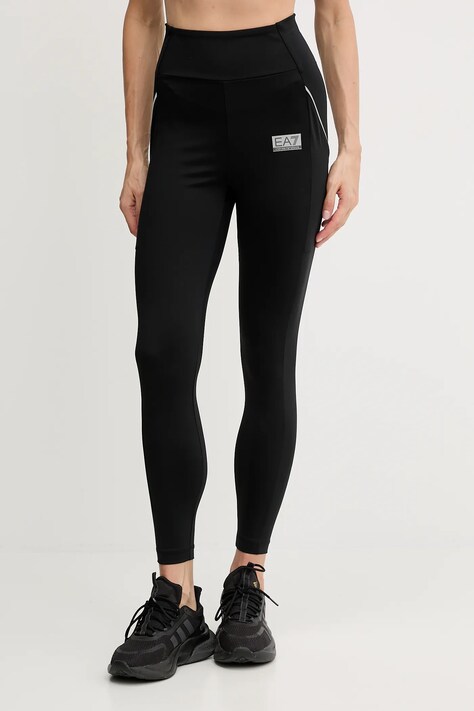 EA7 Emporio Armani legginsy treningowe damskie kolor czarny gładkie AF13534.7W000594