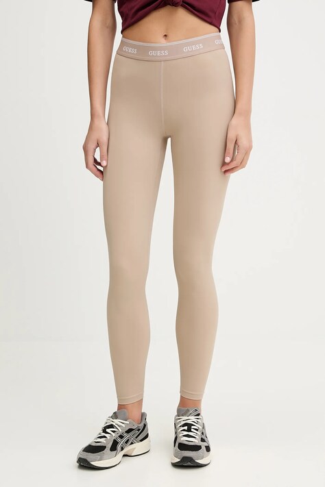 Guess legginsy ALBA damskie kolor beżowy gładkie V5BB06 K1942