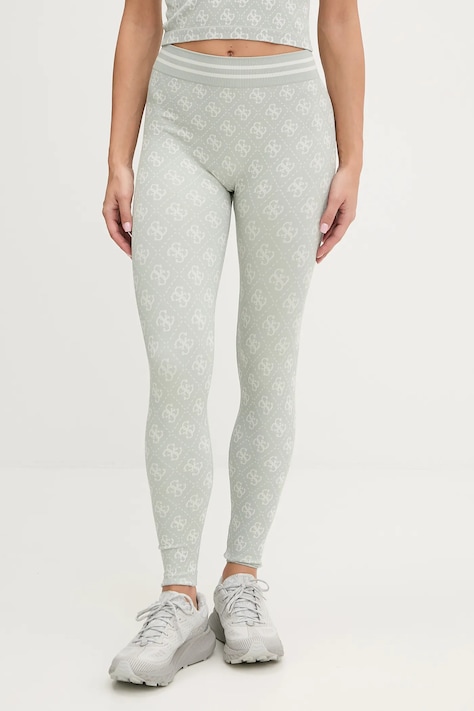 Guess legginsy RHOMBUS damskie kolor zielony wzorzyste V5BB13 K2000