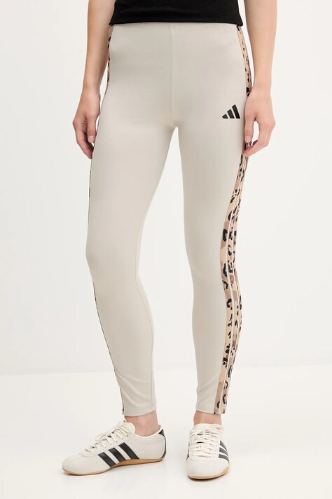 Legíny adidas Animal béžová farba, s nášivkou, JM1867