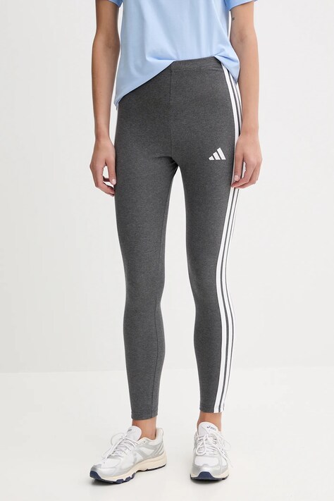 Legíny adidas 3-Stripes dámské, šedá barva, s aplikací, JZ3299