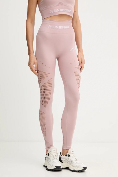 PLEIN SPORT legginsy damskie kolor różowy z nadrukiem FAEC WJT2110 STE003N