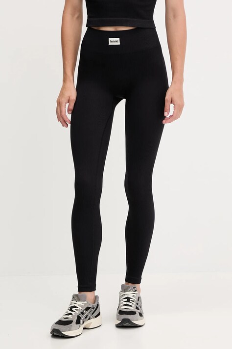 Hummel legginsy treningowe damskie kolor czarny gładkie 230305