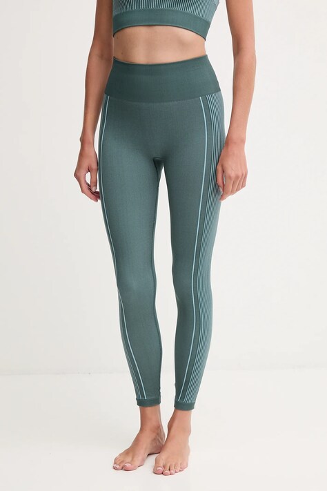 Hummel legginsy do jogi damskie kolor zielony wzorzyste 230429