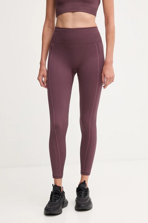 Hummel legginsy do jogi damskie kolor bordowy wzorzyste 230429