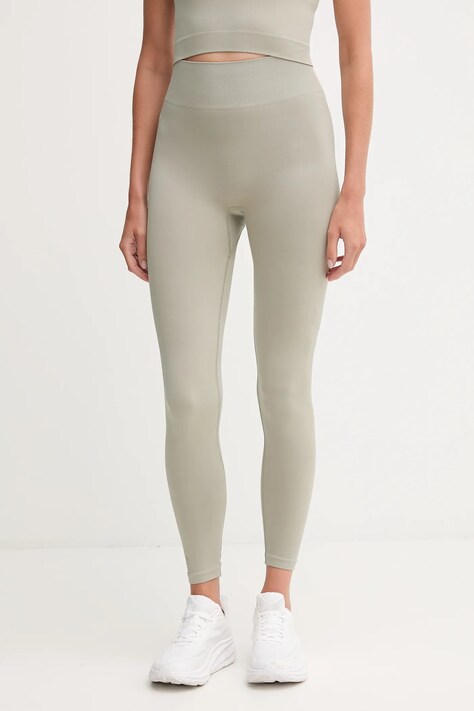 Hummel legginsy treningowe damskie kolor zielony gładkie 231653