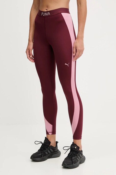 Puma leggins de antrenament culoarea bordo, modelator, 526679