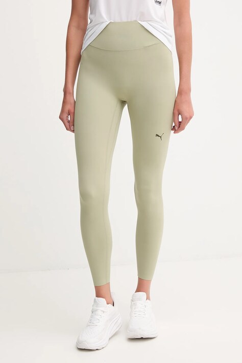 Puma legginsy treningowe damskie kolor zielony gładkie 527463