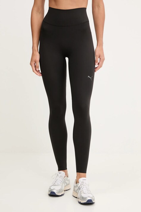 Puma legginsy treningowe damskie kolor czarny gładkie 527463