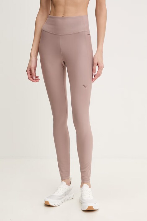 Puma legginsy treningowe Cloudspun Tight kolor beżowy gładkie 527452