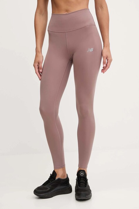 New Balance legginsy treningowe damskie kolor brązowy z nadrukiem WP51126EAS
